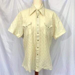 Men's Vintage H Bar C Ranchwear Short Sleeve Western Shirt Size 16 1/2 Large Xl